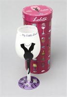 Lolita Little Black Dress Hand Painted Wine Glass
