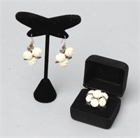 Sterling Floral Ring & Earring Set
