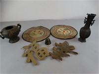 Chinese Lot w/ Incense Burner , 2 Embroideries &