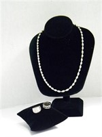 .925 Sterling Silver Necklace and Rings