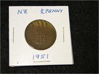 1951 New Zealand 1/2 Penny Coin