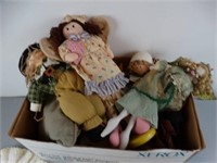 Box Lot Of dolls, misc. & Crochet Doll Dresses