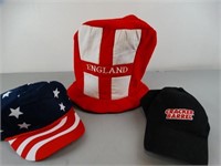 3 Hats… American Flag, Funny England &