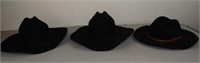 3 Felt Black Cowboy Hats