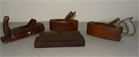3 Antique Woodworking Planes &Sharpening Stone