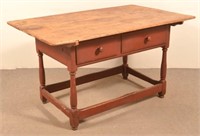 PA Softwood Pin Top Stretcher Base Farm Table.