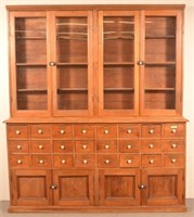 19th Century Oak Two Part Apothecary Cabinet.