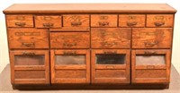 Late 19th Century Oak Country Store Seed Cabinet.