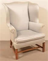 American Chippendale Upholstered Wing Chair.