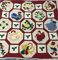HAND STITCHED CHRISTMAS QUILT 12 DAYS OF