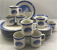 SERVICE OF 8 SNOWMAN DISHES