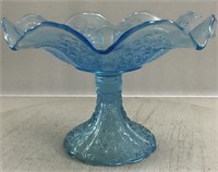 BLUE GLASS PEDESTAL COMPOTE