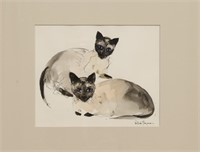 Gertrude Freyman Siamese Cats Watercolor