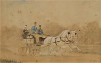 1888 HG Wilda Horse Drawn Carriage Watercolor