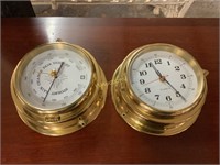 BRASS SHIPS CLOCK AND BAROMETER