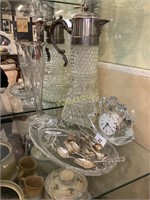 MIKASA CRYSTAL MANTLE CLOCK, EDWRDIAN CLARET JUG