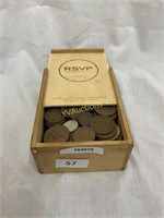 BOX OF PENNIES, HALF PENNIES AND SIX PENCE