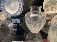 TIFFANY AND CO CRYSTAL VASE ( 15CM) AND WEDGEWOOD