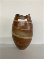 SIGNED BROWN POTTERY VASE