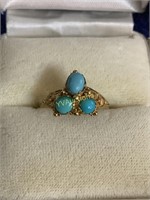 15CT ANTIQUE VICTORIAN GOLD AND TURQUOISE RING