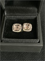 9CT WHITE GOLD AND SILVER MORGANITE EARRINGS