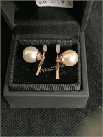 9CT ROSE GOLD PEARL AND DIAMOND EARRINGS