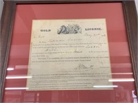 FRAMED REPRODUCTION VICTORIAN GOLD LICENSE