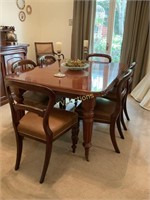 VICTORIAN MAHOGANY EXTENSION DINING TABLE WITH 6