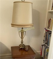 FRENCH STYLE BRASS LAMP AND SHADE