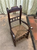 VICTORIAN RUSH SEATED CHILDS ROCKING CHAIR