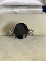 9CT WHITE GOLD SAPPHIRE AND DIAMOND RING
