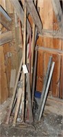 asstd lot long handle tools to include, log