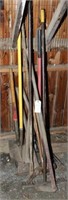 asstd. lot long handle tools, shovels, splitting