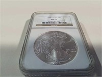 1998 Eagle 1 oz silver bullion coin -graded