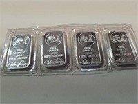 Silver Towne 4 bars 1 oz .999 fine Silver each