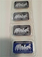 Stagecoach Silver 4 bars  1 oz .999 silver each