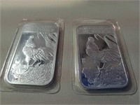 2017 two bars Year of the Rooster one troy ounce
