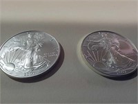 2 -2007- 1 oz fine silver dollars