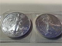 2 -2014-1 oz fine silver dollars