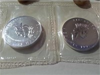 2 -1991 Canadian oz silver $5 coins