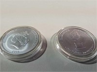 2- 2015 coins- one $5, 1oz silver coin and one $
