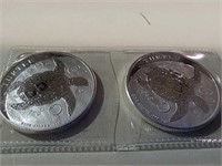 2- 2015 $2 turtle  coins  1 oz silver each