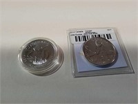 2 -Canadian 2012 $5 1oz silver each coins
