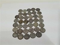 40 Roosevelt dimes various dates 1940s, 50s and