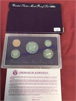 1992 US Proof set, 5 coins