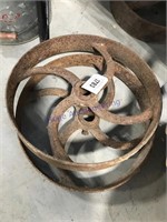 Pair of iron wheels, 12" wide