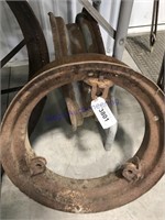 Pair iron wheel rims, 17.5" across
