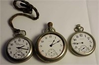 Men's Pocket Watches (3) Elgin, Ingrahm Biltmore