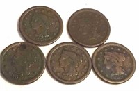 6 - Large  One Cent Coins USA