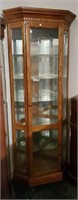 Corner curio cabinet with 5 glass shelves